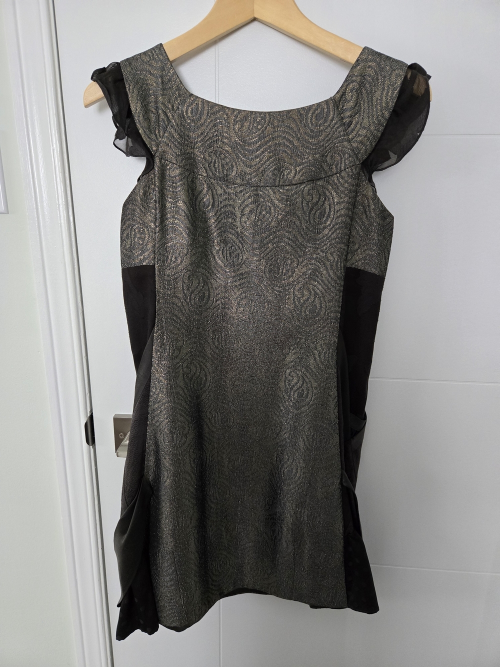 BCBG Maxazia Runway - Metallic and Gold Patterned Cocktail Dress